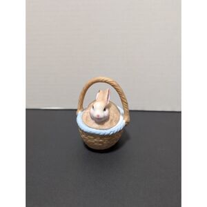 Midwest Importers Vintage Ceramic Bunny Basket Figurine Easter Spring
